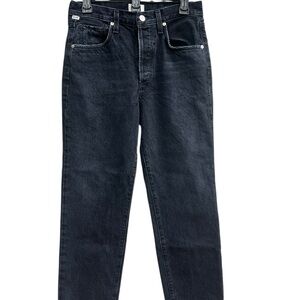 Citizens Of Humanity Women's Size 25 (28x26) Emery Crop Black Jeans Relaxed Wide